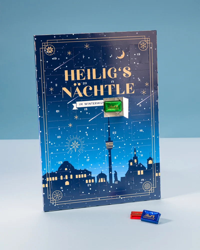 Wand Adventskalender mit Lindt Schokolade - Heiligs Nächtle