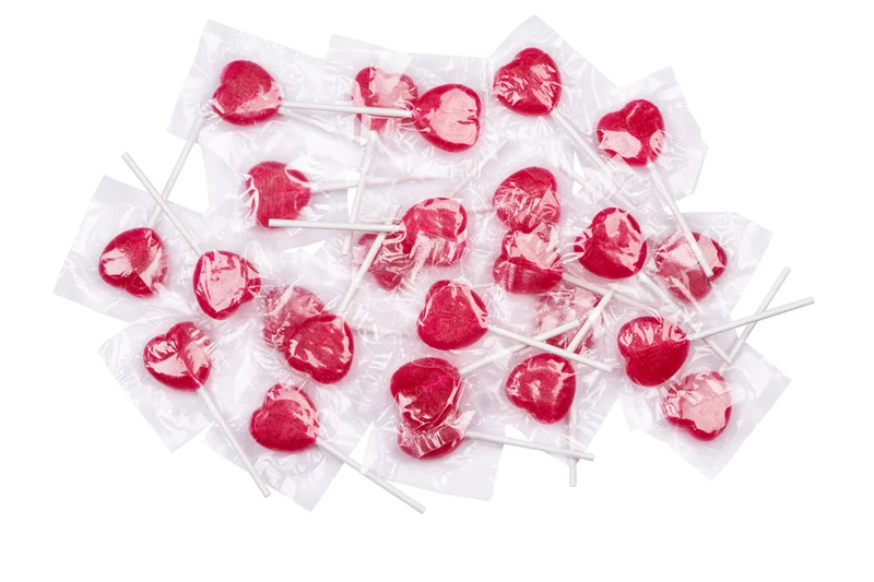 Rote Herzlollys 50 Stück