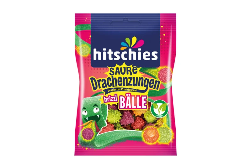 Hitschies Kaubonbons Drachenzungen Brizzl Bälle – sauer