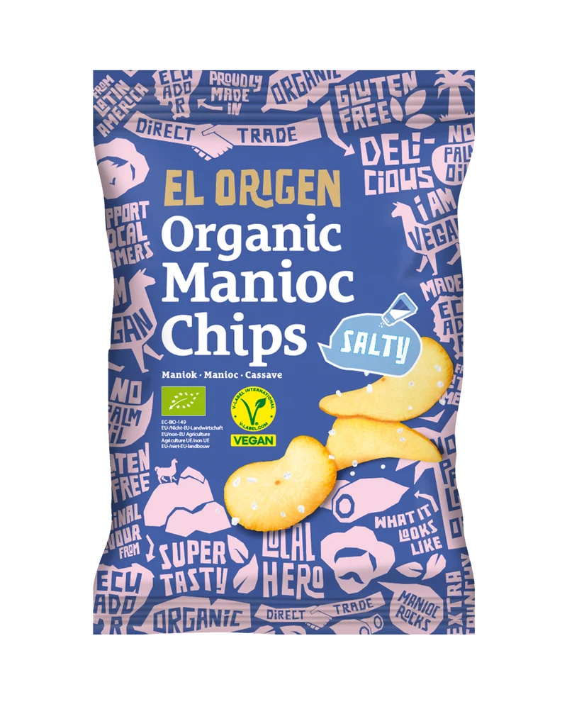 el origen Bio Maniok Chips mit Meersalz