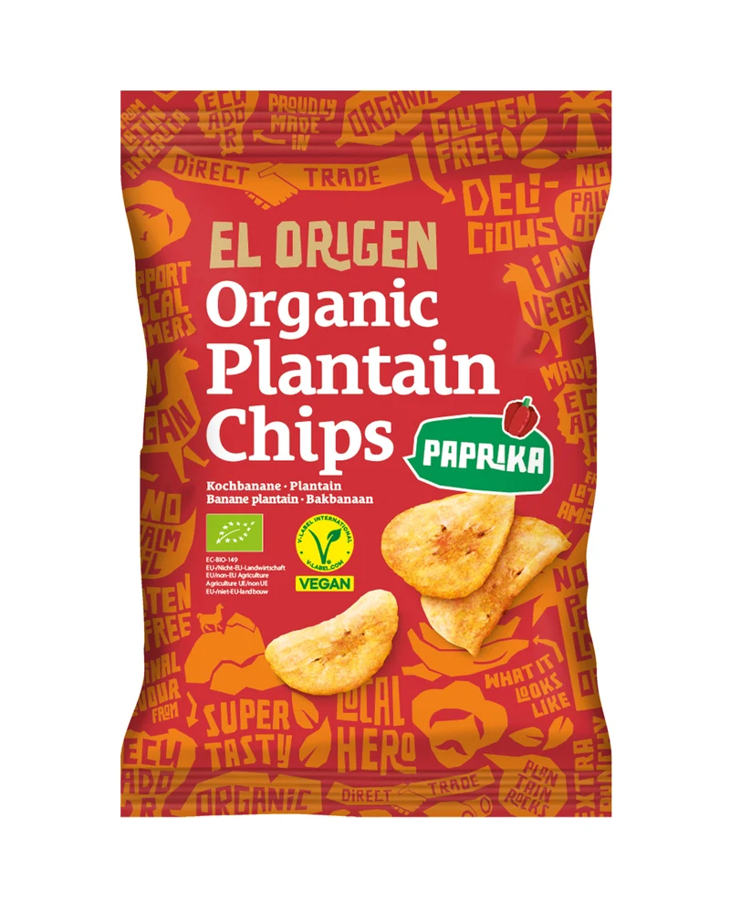 el origen Bio Kochbananen Chips mit Paprika