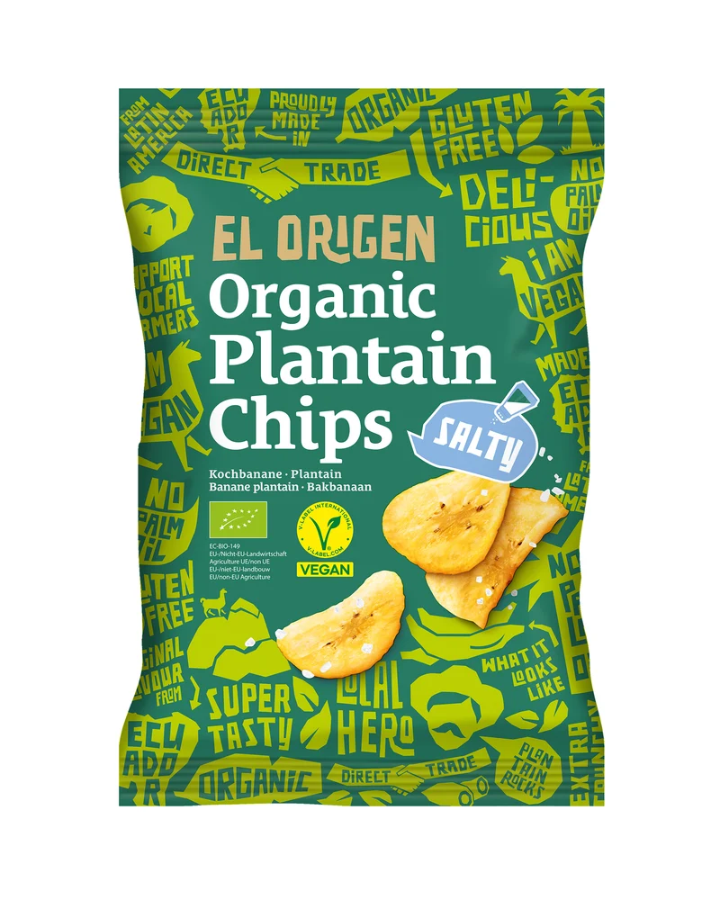 el origen Bio Kochbananen Chips mit Meersalz