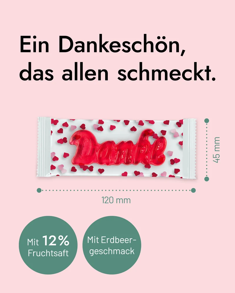 Fruchtgummi 1er Danke 12g, 10 | 25 | 50 Stück