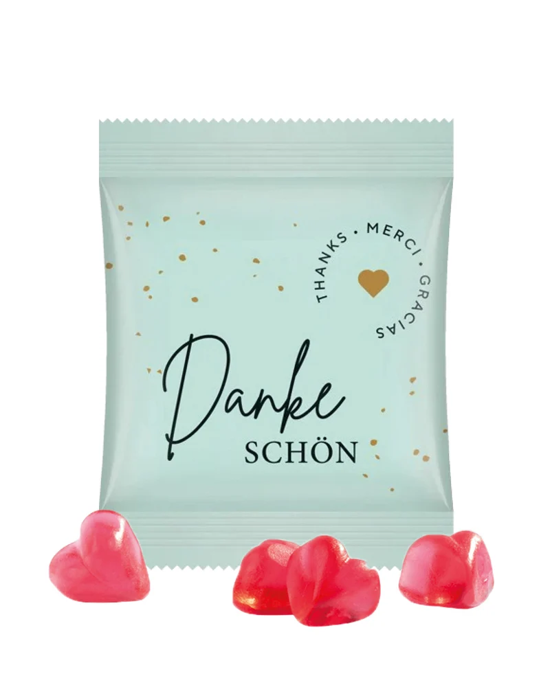 Minitüte Fruchsaft Herzen Danke, 10 | 25 | 50 Stück