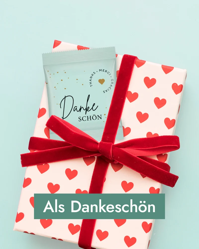 Minitüte Fruchsaft Herzen Danke, 10 | 25 | 50 Stück