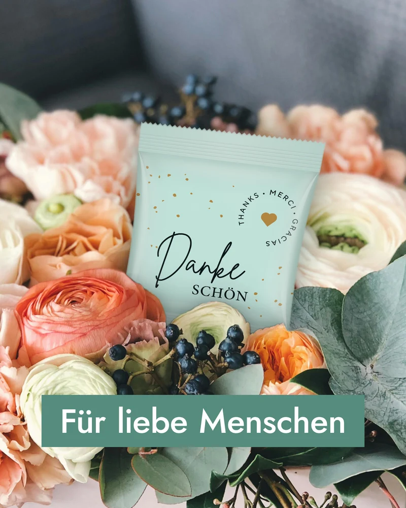 Minitüte Fruchsaft Herzen Danke, 10 | 25 | 50 Stück