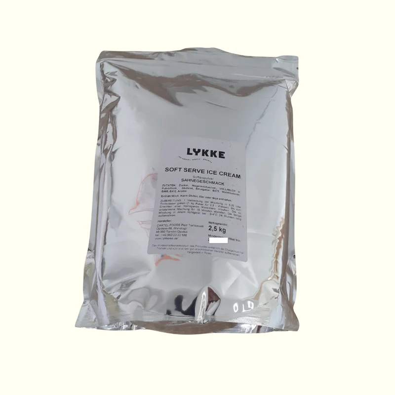 Lykke Softeispulver Sahnegeschmack 2,5kg | 7-9 Liter fertige Mischung | Eis Pulver für Softeismaschine - cremiges Softeis für Zuhause & Gastronomie - Eispulver mit Sahnegeschmack