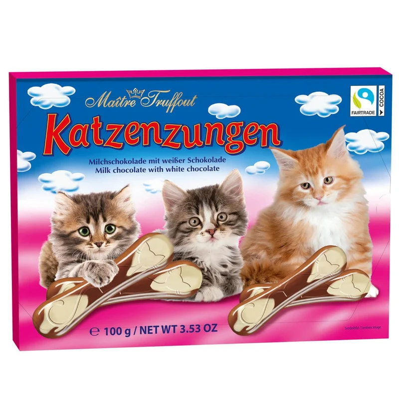 Maître Truffout Katzenzungen Milch- und weiße Schokolade 100g