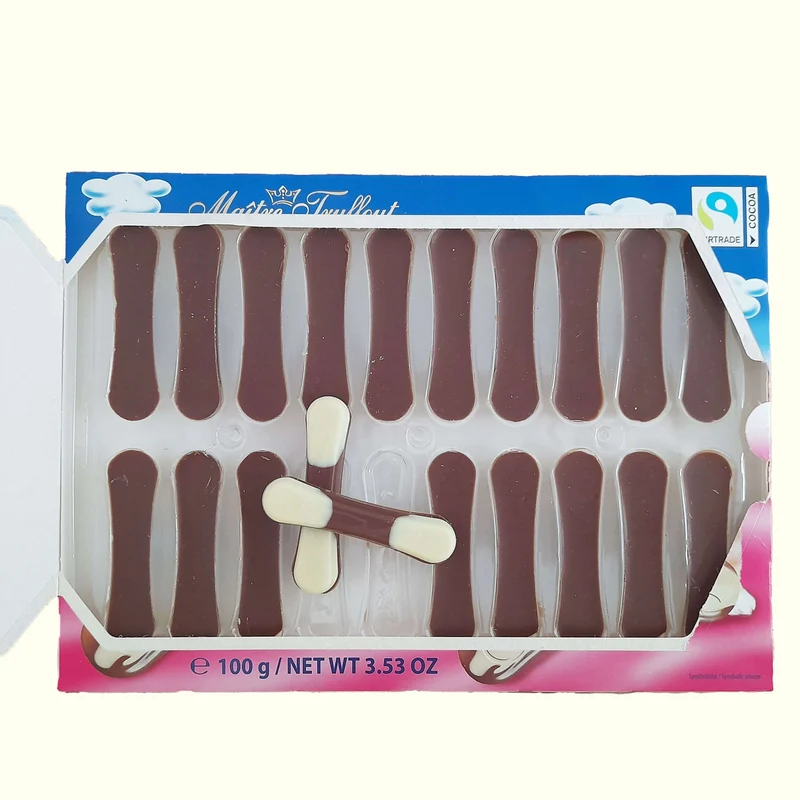 Maître Truffout Katzenzungen Milch- und weiße Schokolade 100g