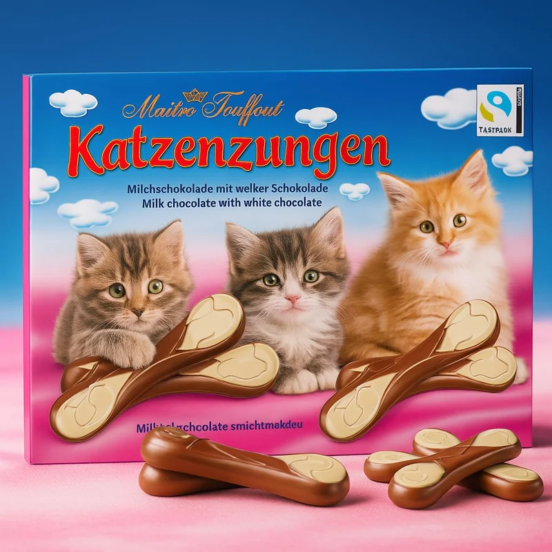 Maître Truffout Katzenzungen Milch- und weiße Schokolade 100g
