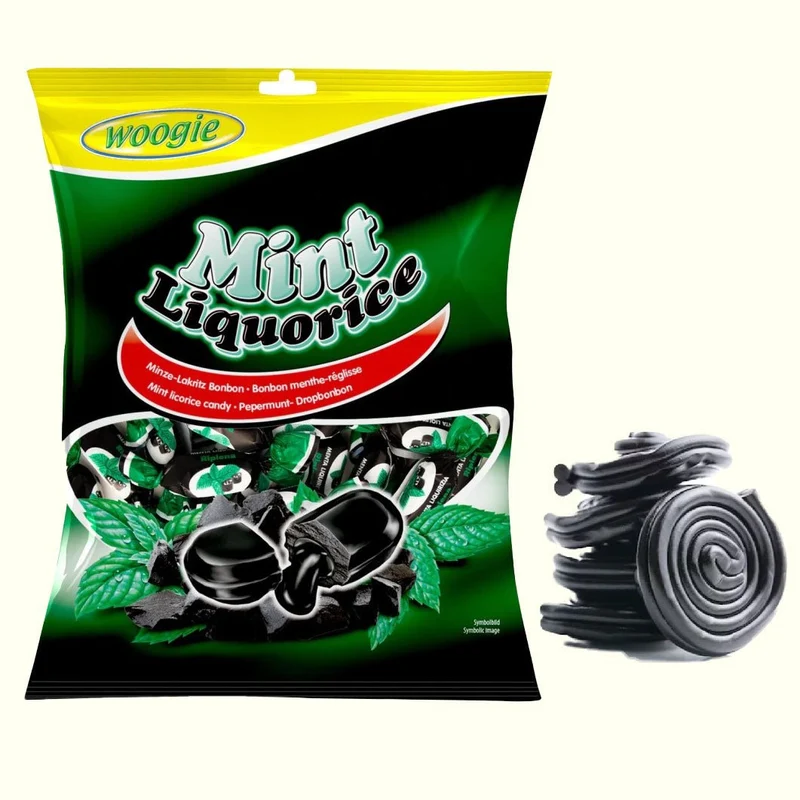 Woogie Bonbons Mint Liquorice gefüllte Bonbons 170g