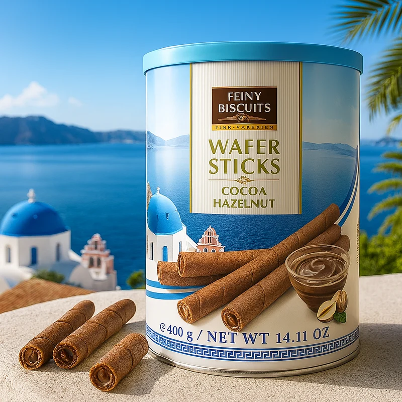 Feiny Biscuits Waffelröllchen mit Kakao- Haselnuss 400g