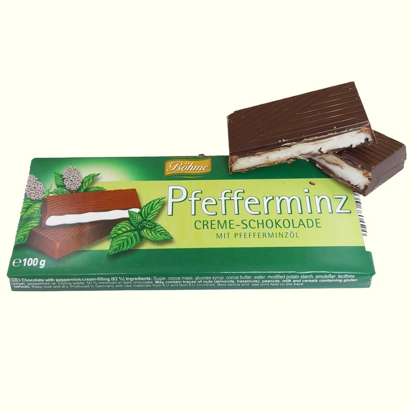Böhme Pfefferminz Creme- Schokolade mit Minzöl 100g