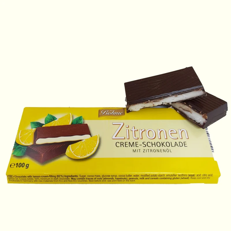 Böhme Zitronen Creme- Schokolade mit Zitronenöl 100g