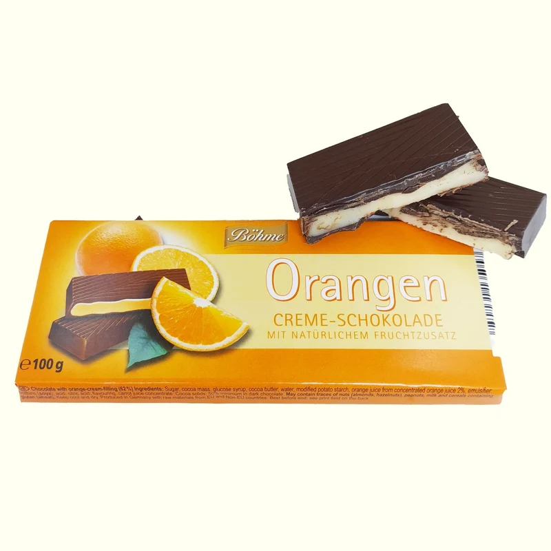Böhme Orangen Creme- Schokolade mit Fruchtzusatz 100g