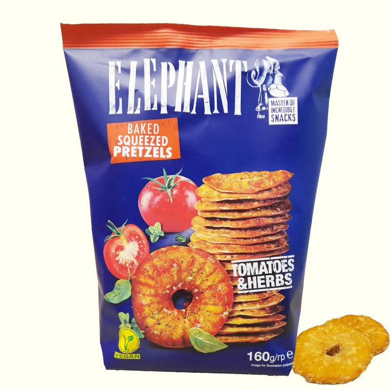 Elephant Baked Squeezed Pretzels Tomatoes & Herbs 160g