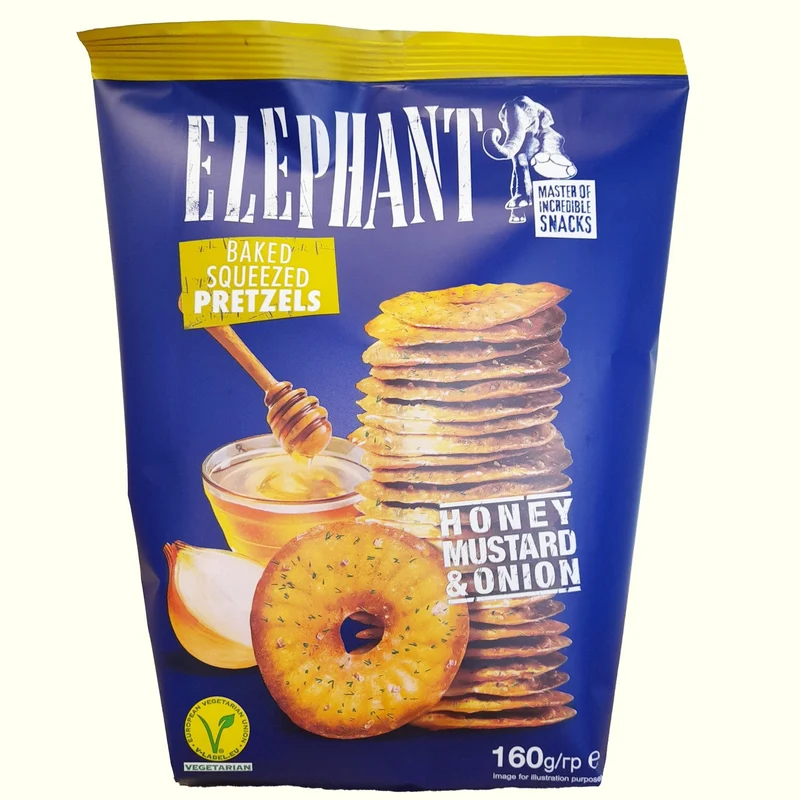 Elephant Baked Squeezed Pretzels Honey Mustard & Onion 160g