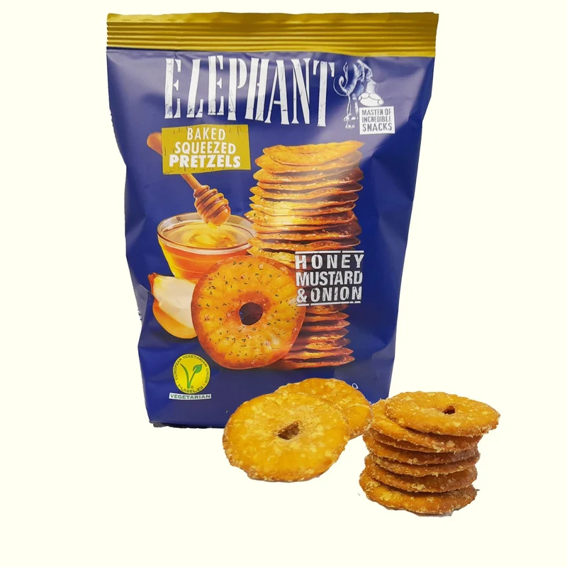 Elephant Baked Squeezed Pretzels Honey Mustard & Onion 160g