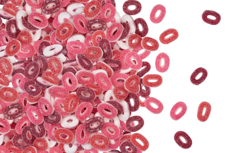 Fruchtgummi Rote Früchte Mini Ringe – sauer