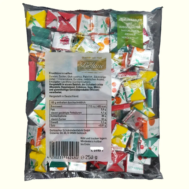 Böhme Fruchtkaramellen weiche Kaubonbons Klassiker 250g - 97 Stück
