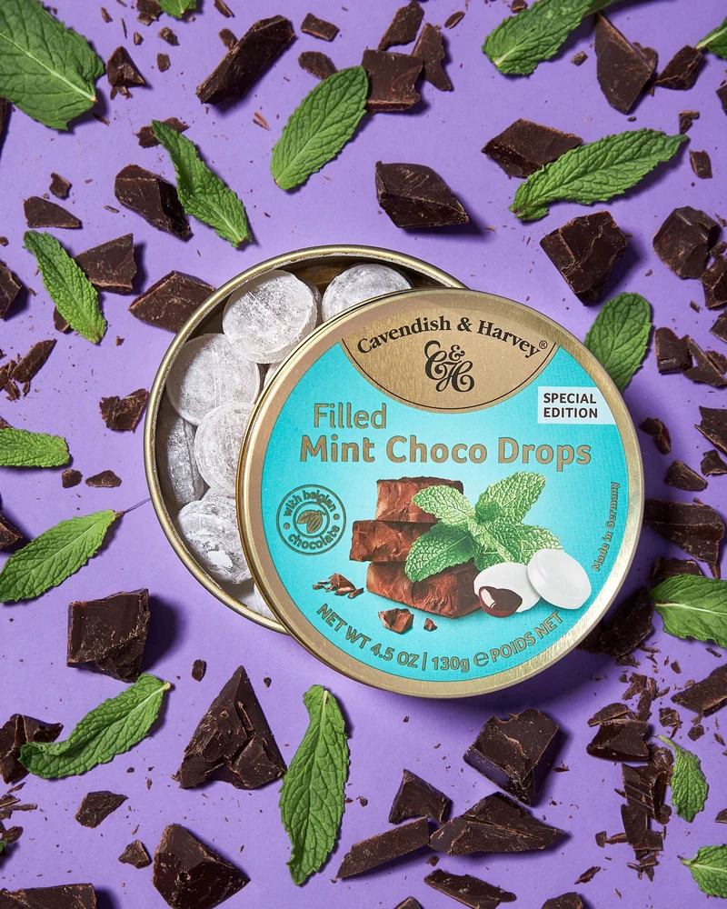 Cavendish & Harvey Mint Choco Drops gefüllt mit Schokolade 130g
