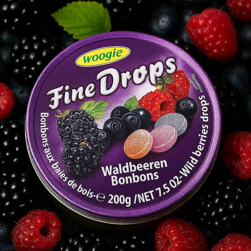 Woogie Fine Drops Bonbons mit Waldbeeren Geschmack 200g