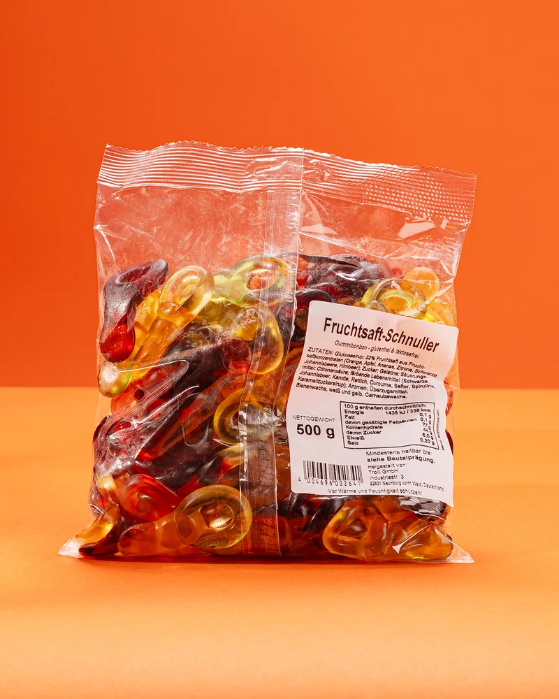 Fruchtgummi Schnuller – mit Fruchtsaft