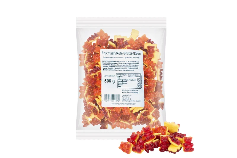 Fruchtgummi Rote-Grütze-Bären – mit Fruchtsaft