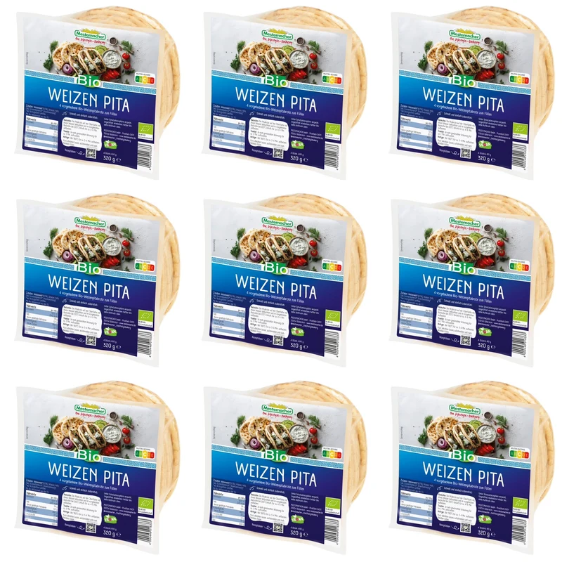 Mestemacher Weizen Pita - Vegan & Bio, 12x320g
