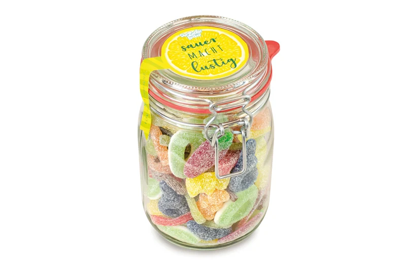 Fruchtgummi Sauer macht Lustig im Bügelglas – sauer