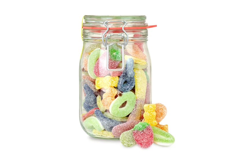 Fruchtgummi Sauer macht Lustig im Bügelglas – sauer