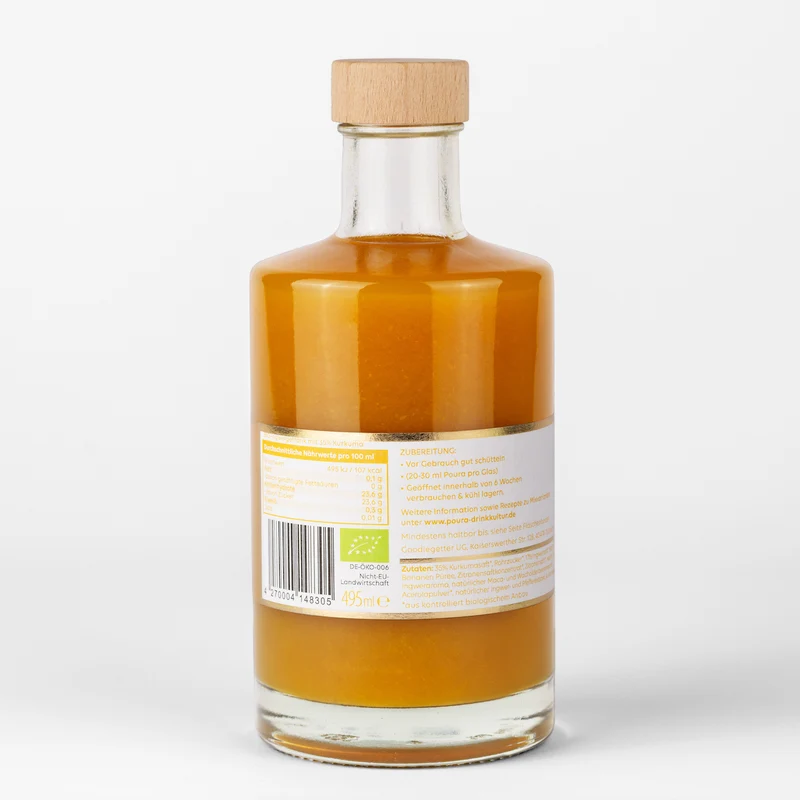 Poura Bio Kurkumasirup mit 35% Kurkumasaft, 495ml