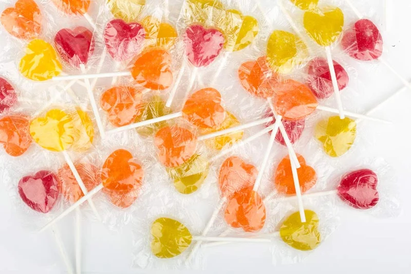 Bunte Herzlollys 50 Stück