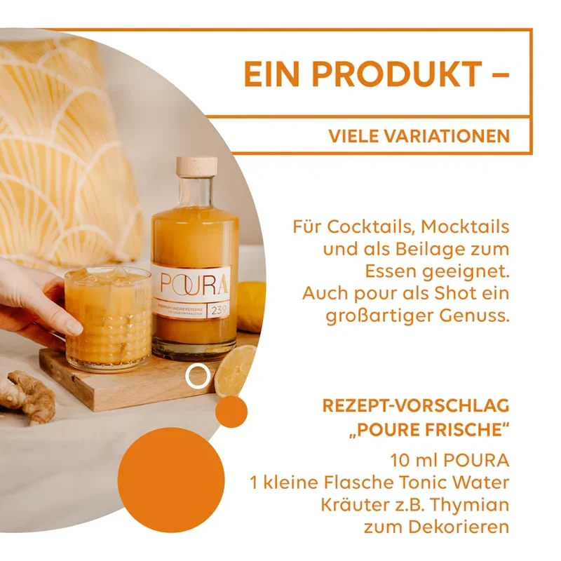 Poura Bio Ingweressenz mit 55% Ingwersaft, 495ml