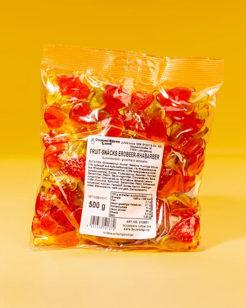 Fruchtgummi Erdbeer Rhabarber – mit Fruchtstückchen