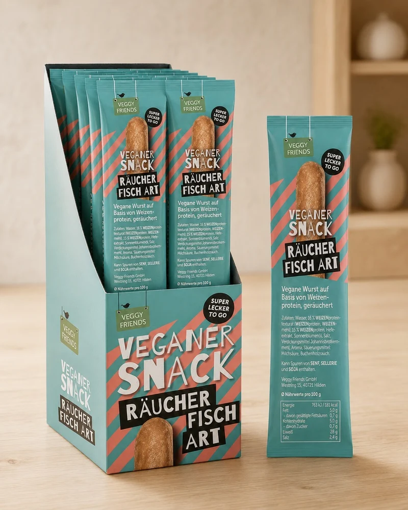VeggyFriends Veganer Snack - Räucher Fisch Art, 12x30g