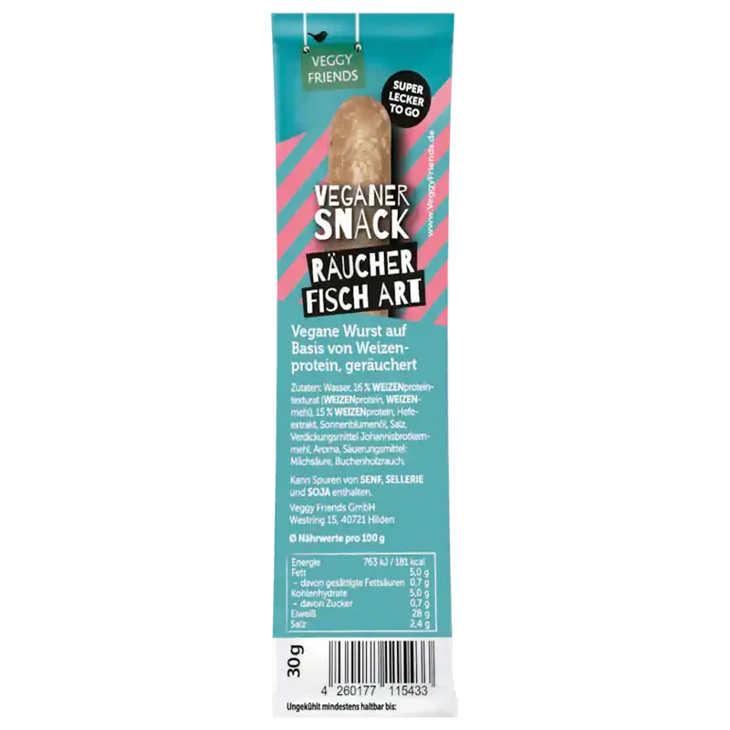 VeggyFriends Veganer Snack - Räucher Fisch Art, 12x30g