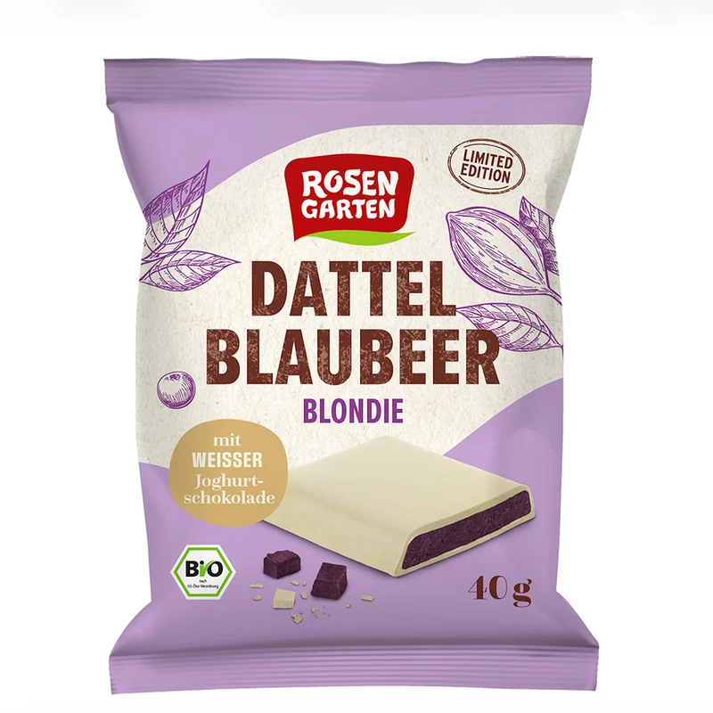 Rosengarten Bio Dattel Blaubeer Blondie, 40g