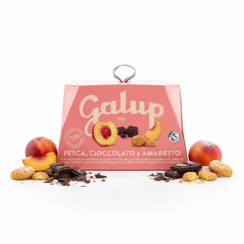 GALUP Panettone Pfirsich, Schokolade & Amaretto 750g | Exklusiv Kaufen