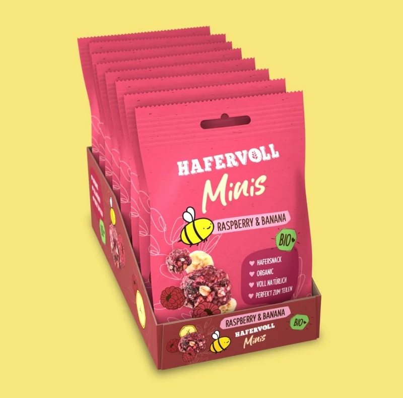 Hafervoll Raspberry & Banane Minis - Bio & Palmölfrei, 65 g