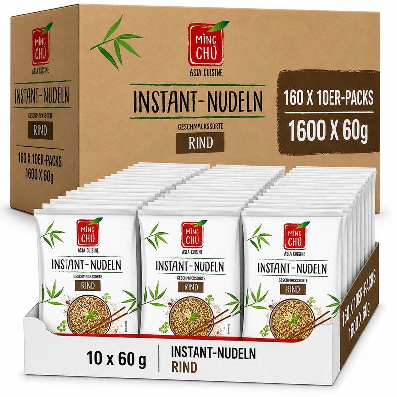Ming Chu Instant-Nudeln Rind, Multipack: 1600x60g