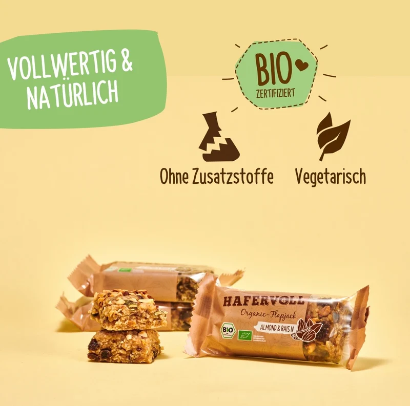 Hafervoll Almond & Raisin Flapjack - Bio & Palmölfrei, 18x60g