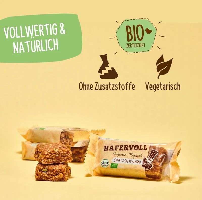Hafervoll Sweet & Salty Almond Flapjack - Bio & Palmölfrei, 60 g