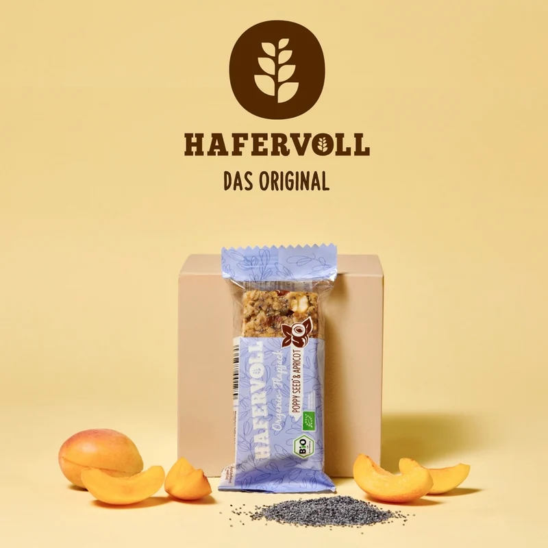 Hafervoll Poppy Seed & Apricot Flapjack - Bio & Palmölfrei, 18x60g