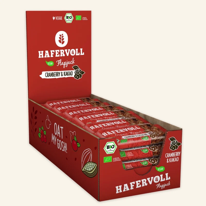 Hafervoll Cranberry Cocoa Flapjack - Bio & Vegan, 60 g