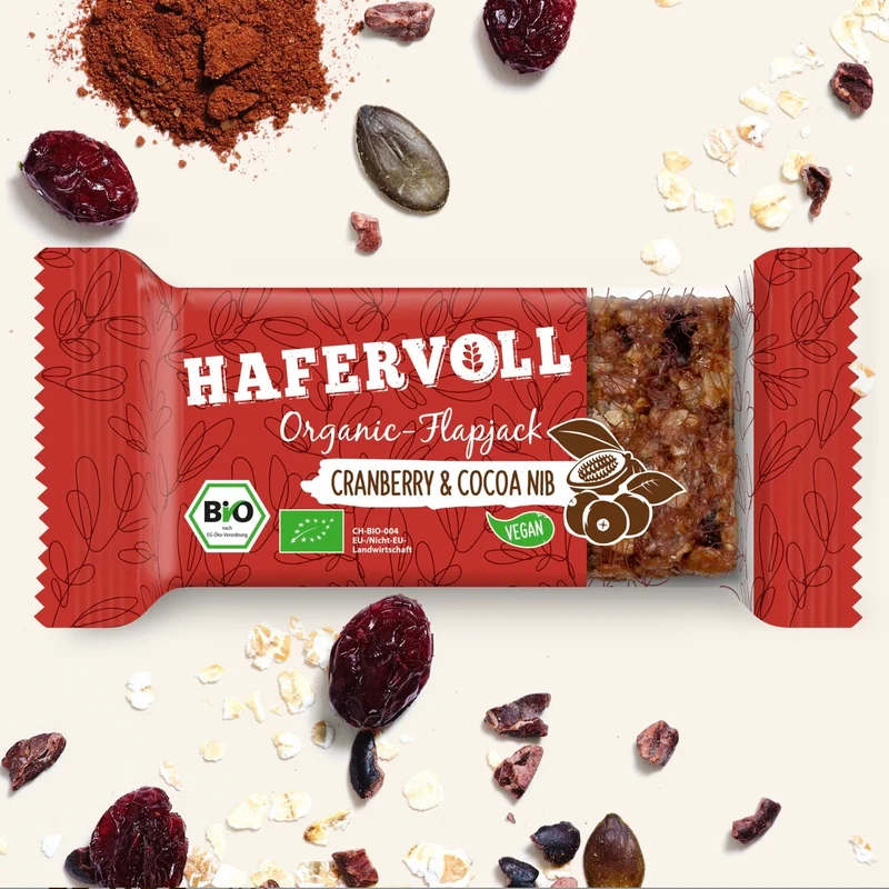 Hafervoll Cranberry Cocoa Flapjack - Bio & Vegan, 60 g
