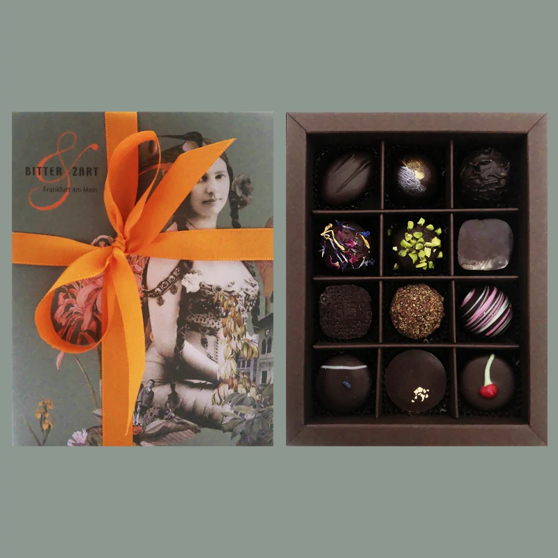 'Dark Times' 12er-Pralinenmischung (mit Alkohol)