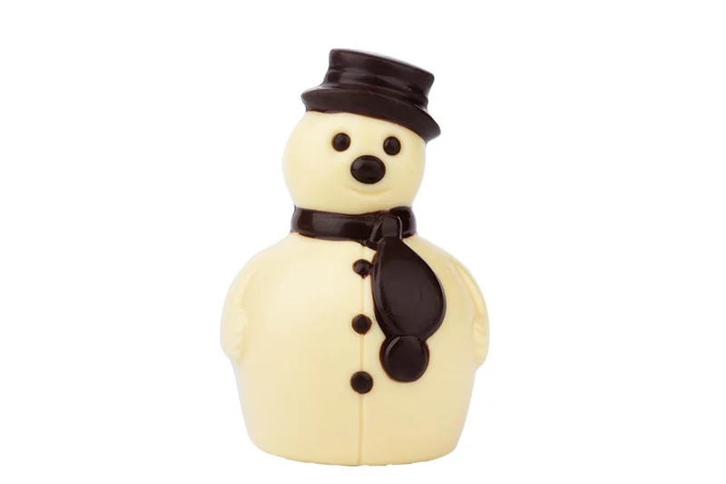 Schoko-Schneemann weiß dekoriert mit Zartbitter