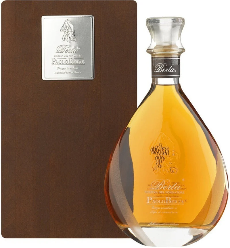 PAOLO BERTA Grappa mit Holzkisten - 70cl