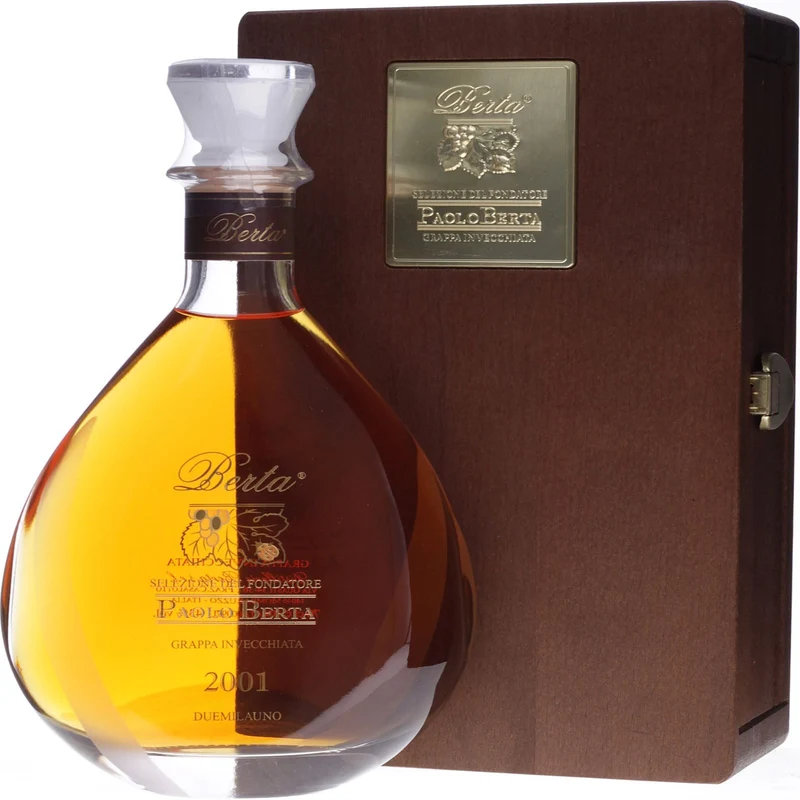 PAOLO BERTA Grappa mit Holzkisten - 70cl